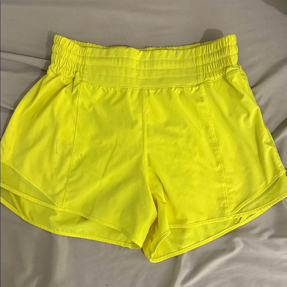 Lululemon Athletica High-Rise Neon Yellow Women’s Athletic Shorts